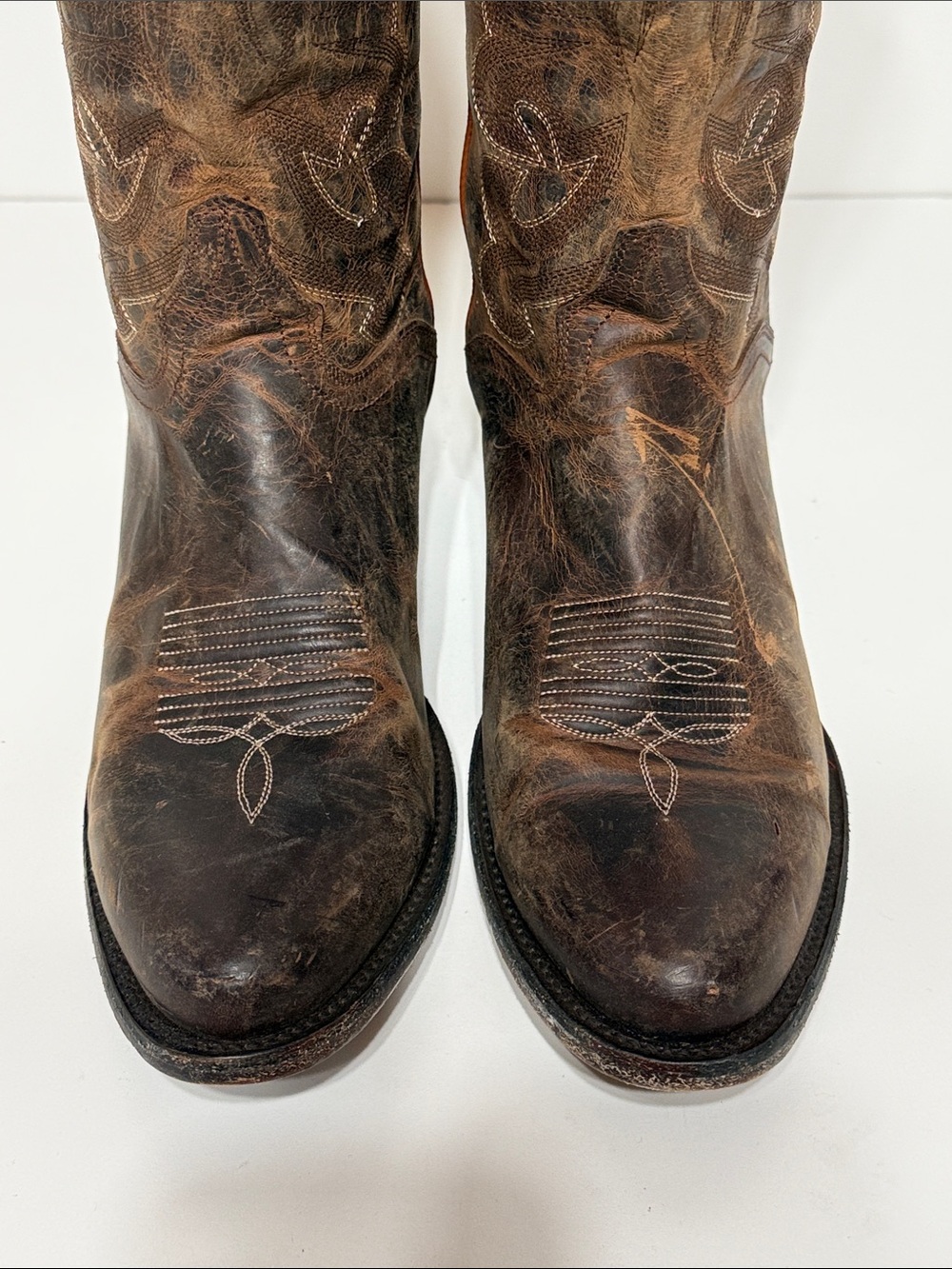 J.B Dillon Distressed Cowgirl Boots Size 10B Goat Leather - Picture 10 of 17
